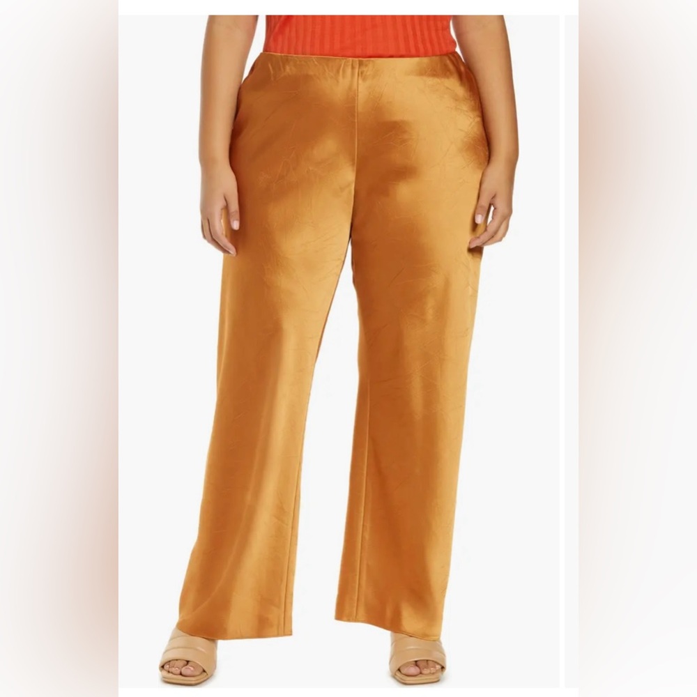 Vince Women’s Satin Bias Cut Burnt Orange Wide Leg Plus Size Pants Sz 2X NWT